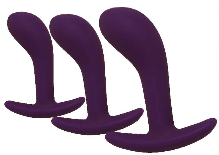 Kit de 3 Mini Plugs Prostatiques Silicone 11 x 3.5 cm Violet Foncé - FUKR - Stimulateurs Prostatiques