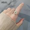 SMJEL Fidget Spinner Ring Anxiety for Women Crystal Demon Eyes Anti Stress Rings Flower Planet Sun Rotating Jewelry Wedding Gift