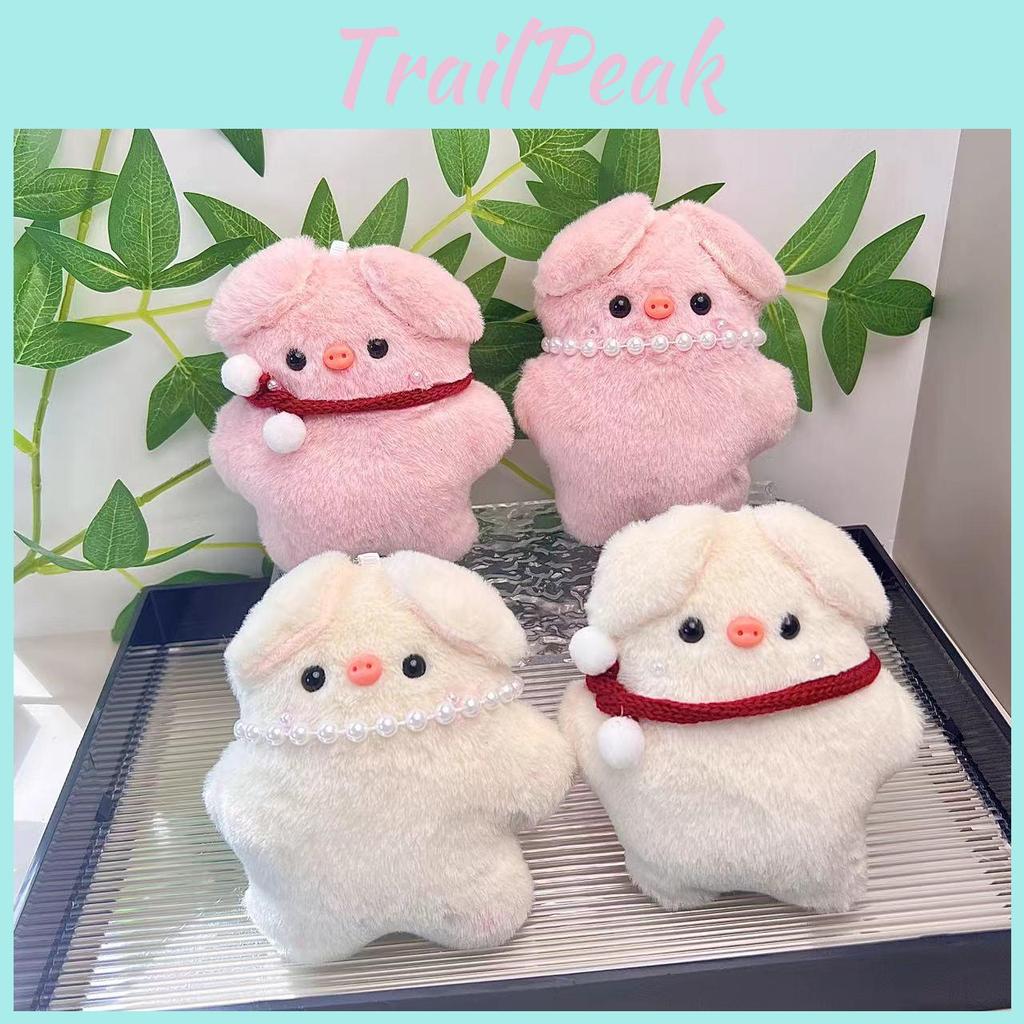 Cartoon Cute Pig Plush Toy Keychain In Pink And White Ideal For Backpack Decoration
