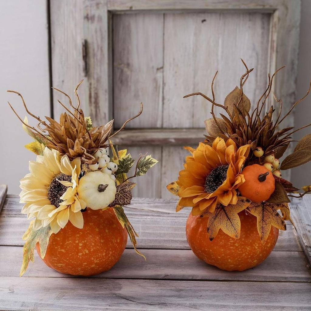 Artificial Pumpkin Flower Fall Pumpkin Centerpiece Fall Thanksgiving Decoration