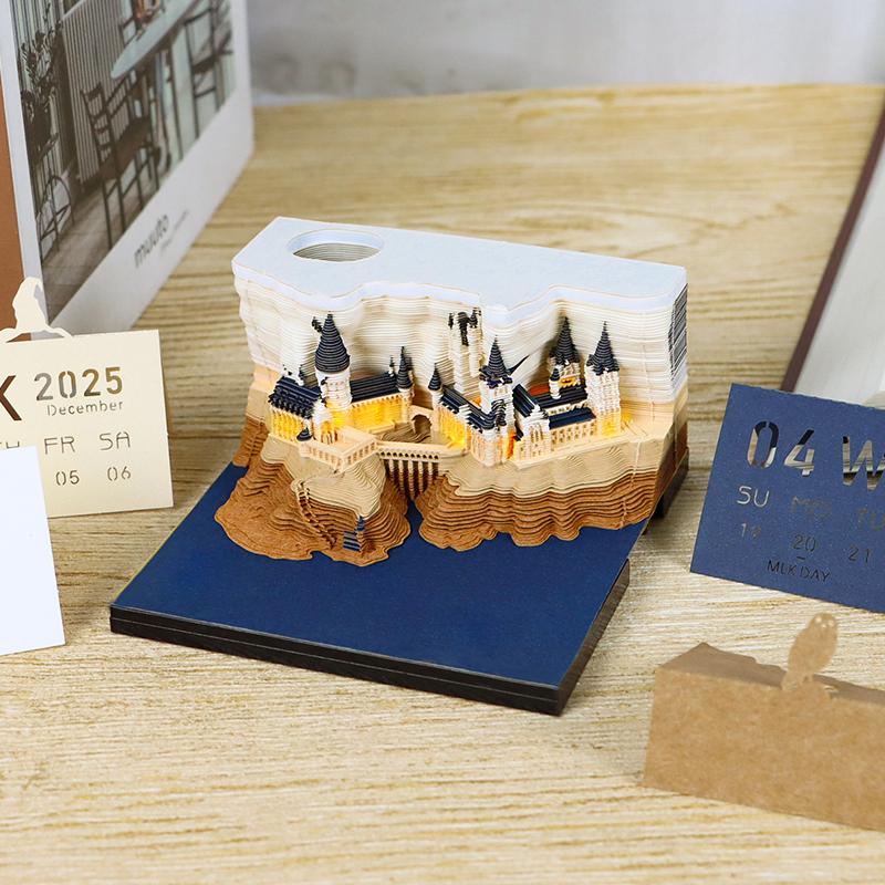2027 Best Selling 3D Memo Pad Calendar Building Block Decoration Crafts Non-Adhesive Note Cube Notepad Memo Pad With Pen Holder