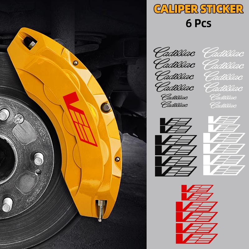 Lot de 6 Autocollants Caliper PVC pour Jante de Voiture Logo de Moyeu Noir Blanc Autocollant pour Cadillac CT6 CTS XTS ATS SRX XT5 STS CT5 Deville BLS Eldorado