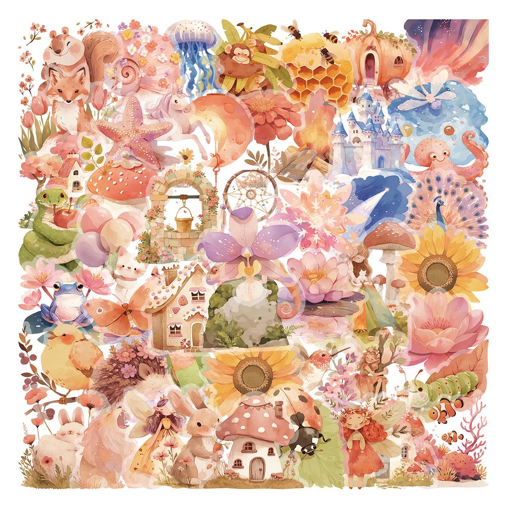 50 Sheets Waterproof Transparent PET Watercolor Stickers for DIY Graffiti and Decoration