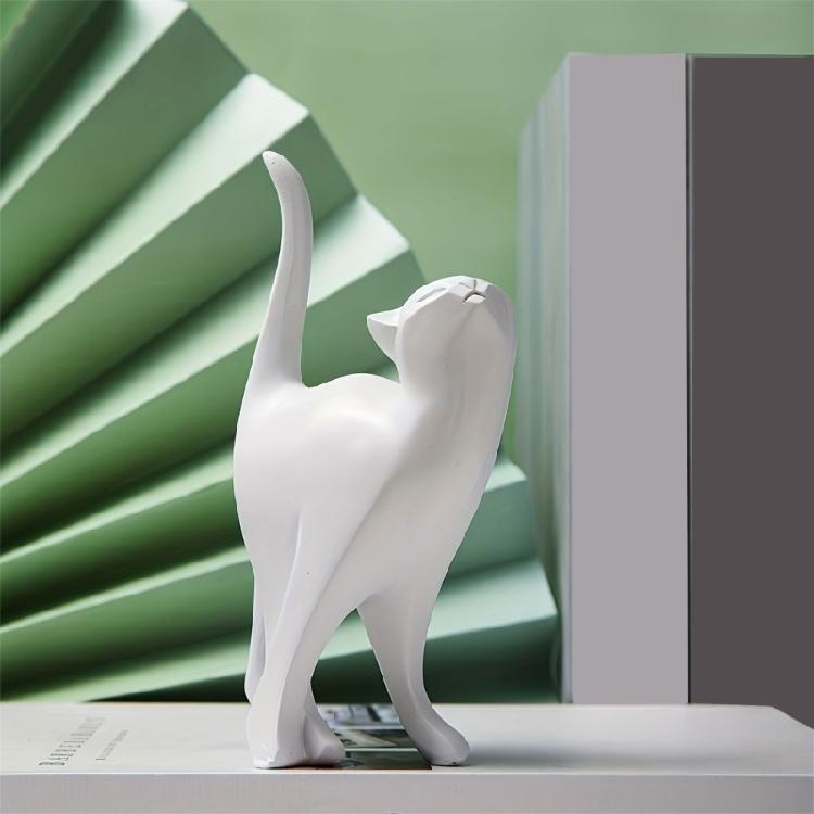 Whimsically Resins Cats Sculpture Modern Abstract Design Animal Figurine Decors for Living Space Office Ornament Gift