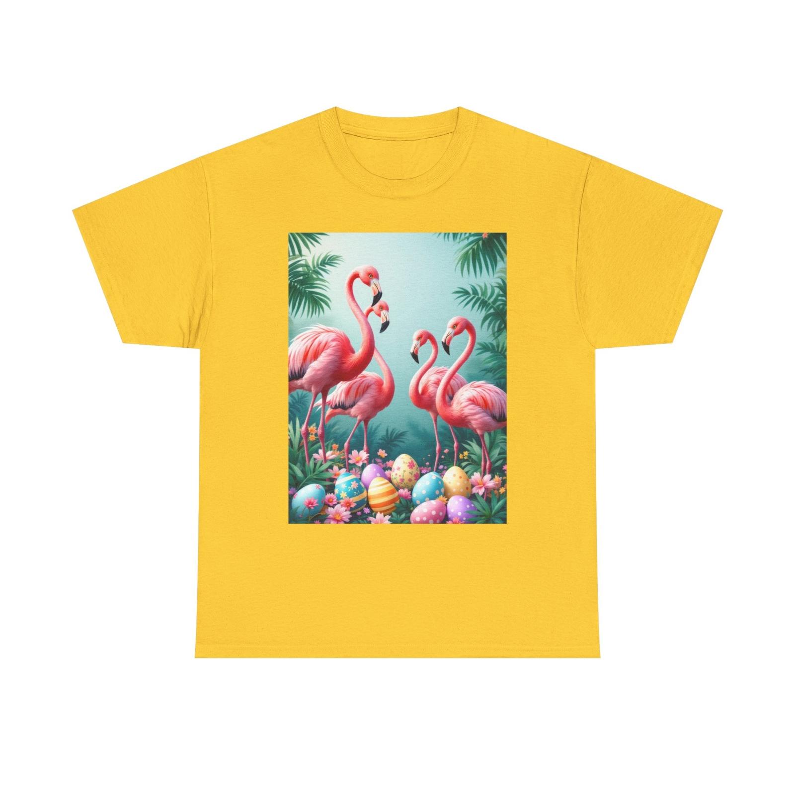 Flamingos With Easter Eggs T-Shirt Funny Spring Bird Easter Tropical Holiday Tee 2XL