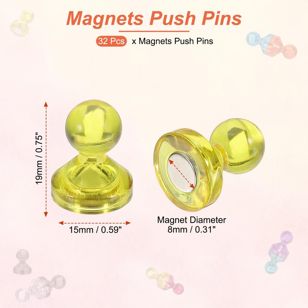 32Pcs Magnets Push Pins Strong Fridge Magnets Magnetic Whiteboard Decorative Thumbtacks for Refrigerator Locker Calendar Office