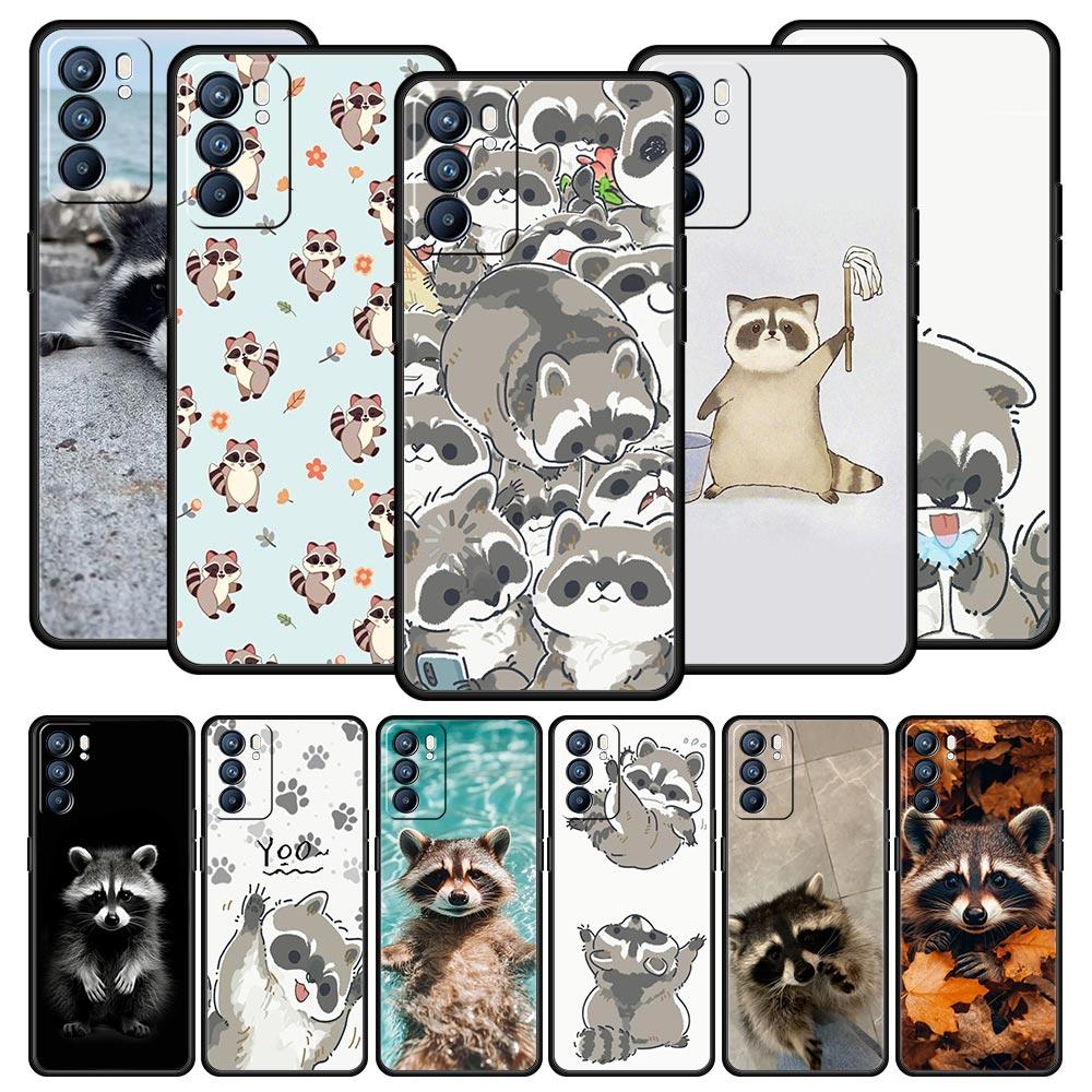 Raccoon Phone Case For Oppo A54 A53 A52 A15 A95 A16 A78 A79 A80 A98 4G Find X5 X6 Reno10 12 13 F Pro 5G Cover
