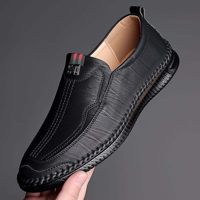 2025 Spring and Autumn New Men's Daily Casual Leather Shoes Men's Soft Leather Soft Sole Hand Stitching Men's Shoes 9871