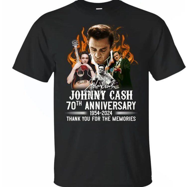 

johnny cash 70th anniversary vintage shirt 1954 2024 classic t-shirt Unisex T-Shirt XXXL