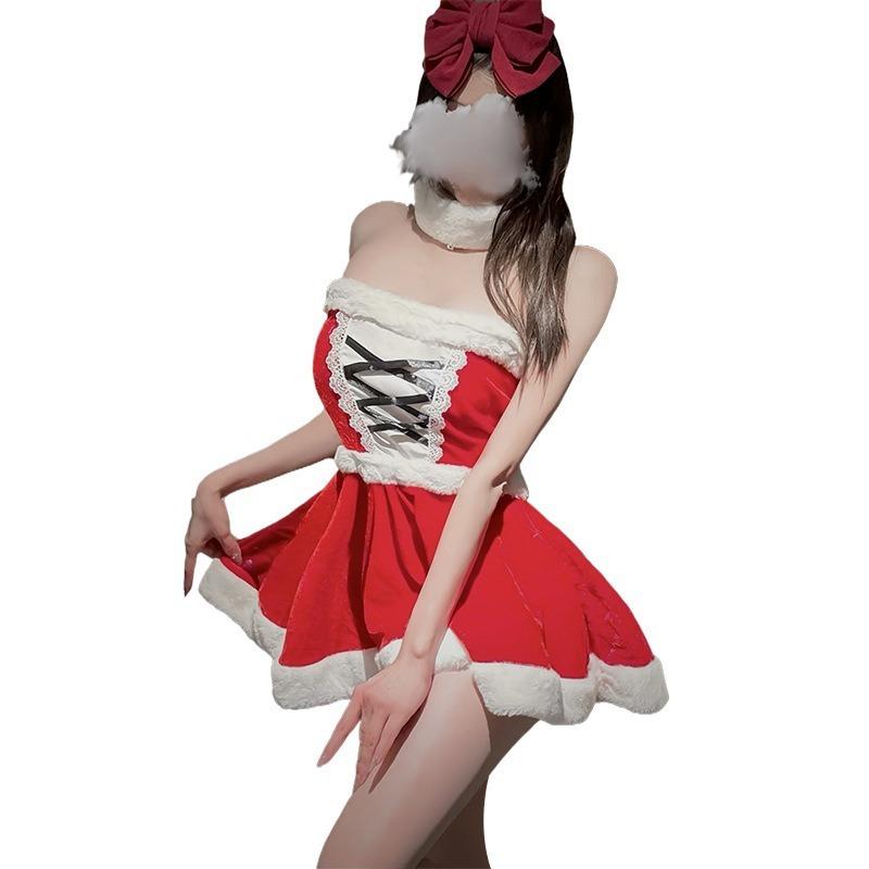 Fun Underwear Christmas Day Mood Dress Cute Plush Sexy Nightclub Suspender Skirt Slim New Suit