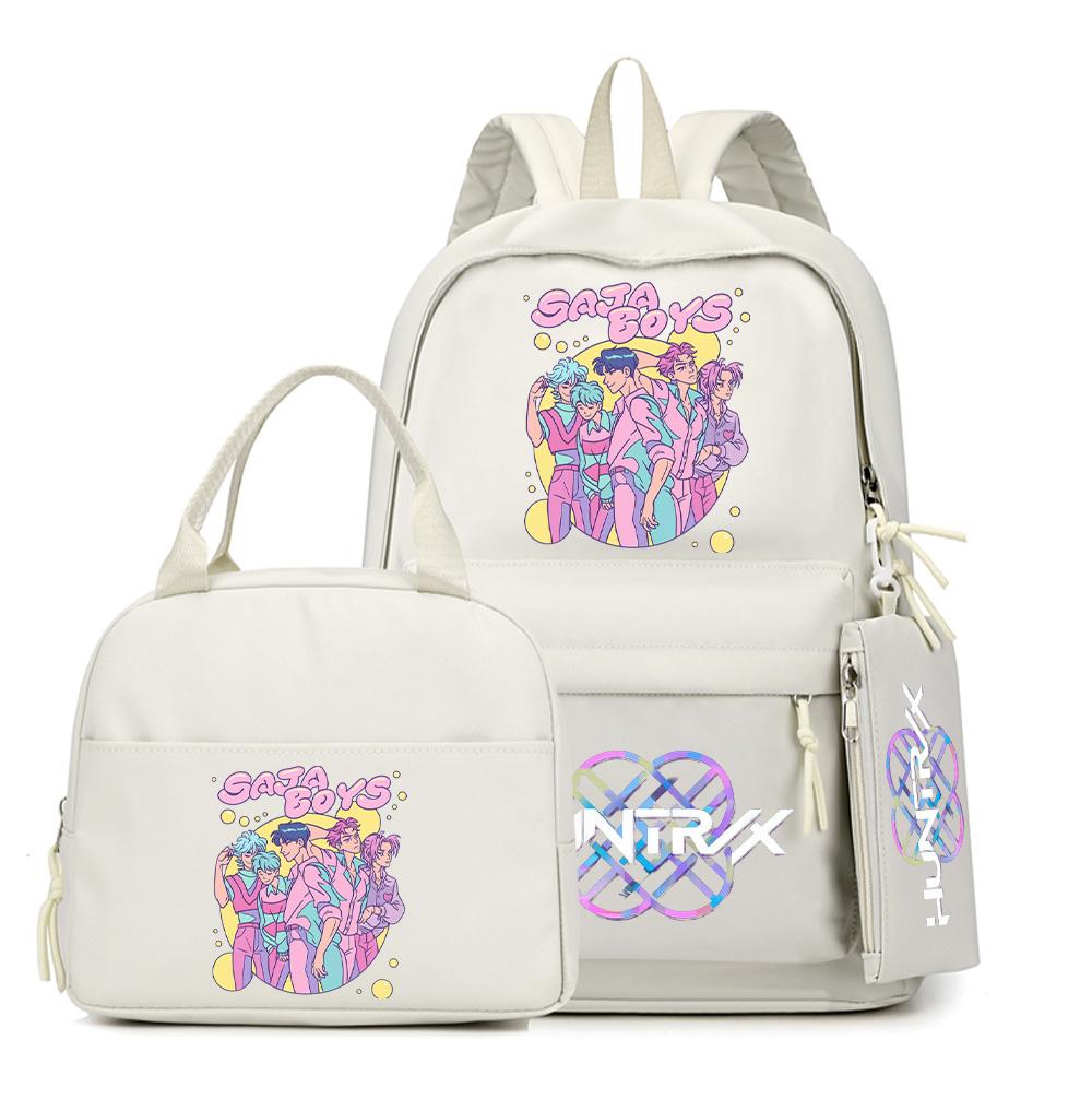 4Pcs/set Cartoon K-Pop Printed Backpack with Handbag Pencil Case for Teenager Student Boy Girl Schoolbag Bookbag Large Capacity Travel Bag Kid Gift