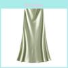 Elegant Satin Fish Tail Skirt For Women With Stretch Waistband In Spring Fashion