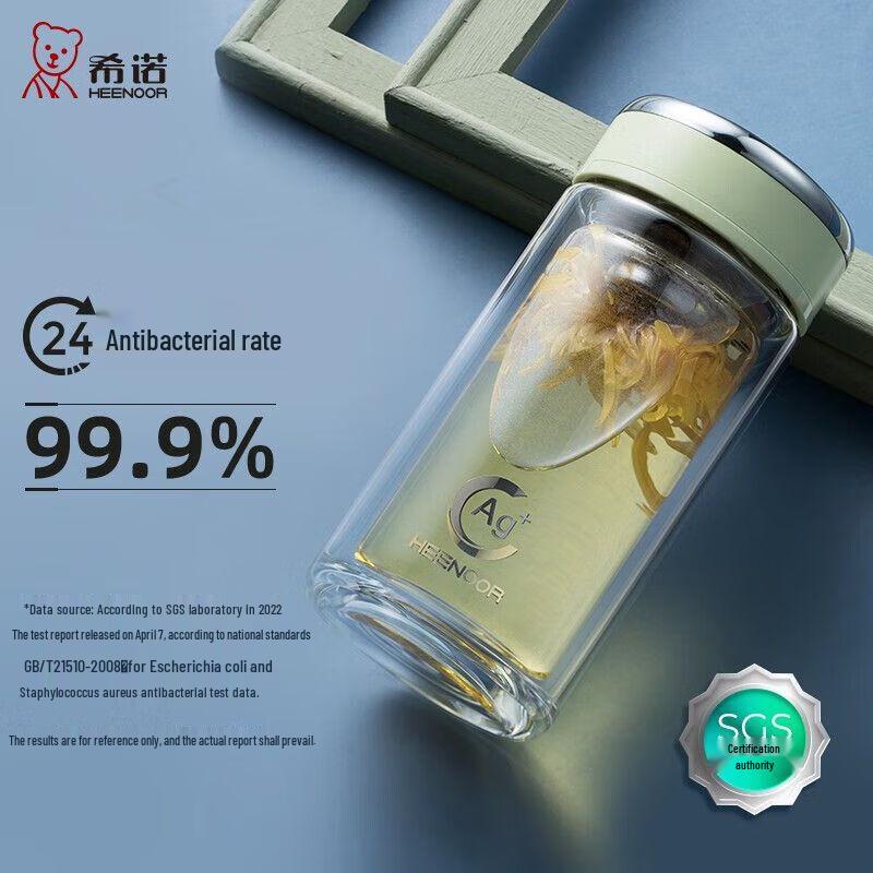 Heenoor Women s Double-Layer Portable Glass Cup with Filter