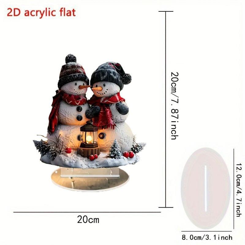 Christmas Xmas Tree Desktop Ornament Santa Claus Reindeer Sled Tabletop Decoration With Base 2D Acrylic Navidad Party Supplies