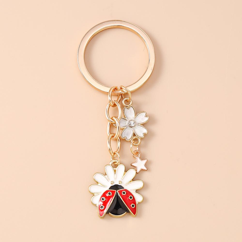 Portachiavi Insetto Coccinella Smaltato Carino Portachiavi Fiore Ciondoli per Donna Ragazze Decorazione Borsa Portachiavi Fatto a Mano Fai da Te Gioielli Regali