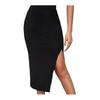Women Midi Skirt High Waist Side Slit Design Knitting Skirt Solid Color Hip Wrapped Office Lady Skirt Daily Wear