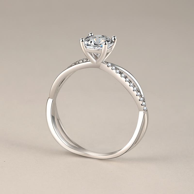 6.5mm Twisted Split Shank Solitaire Moissanite Engagement Ring S925 Sterling Silver For Women