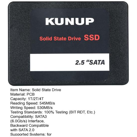 1/2/4TB Internal Solid State Drive Speed Up To 545MB/s Read 530MB/s Write 1920 TBW PC Desktop Laptop SATA III 6Gb/s 2.5-inch SSD