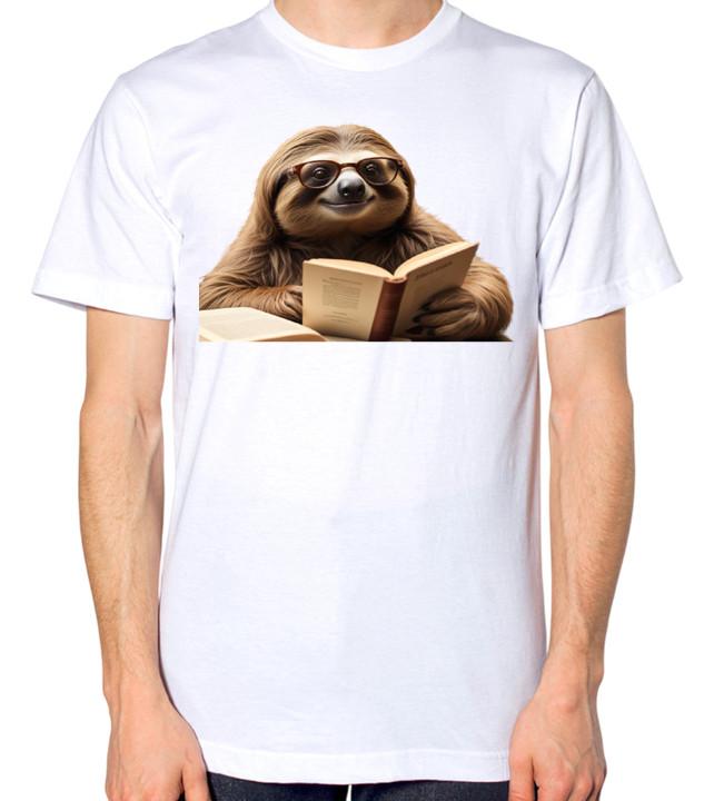 Sloth Reading A Book T-Shirt Unisex Funny Nerd Geek Books Reading Studying Top S разноцветный