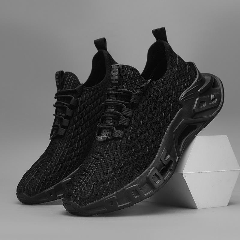 Summer New Men's Sports and Leisure Shoes Mesh Breathable Running Shoes Large Size Flying Woven Fish Scale Shoes