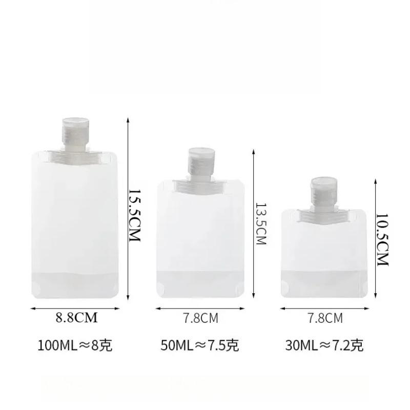 1-10pcs Travel Portable Size Refillable Empty Squeeze Pouch Stand Up Spout Pouch Refillable Face Cream Squeezable Bags Leakproof