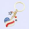 Independence Day Keychain Pendant, Enamel Zinc Alloy Key Holder with USA Letters Stars Hearts Patriotic Design, American Flag Accessory
