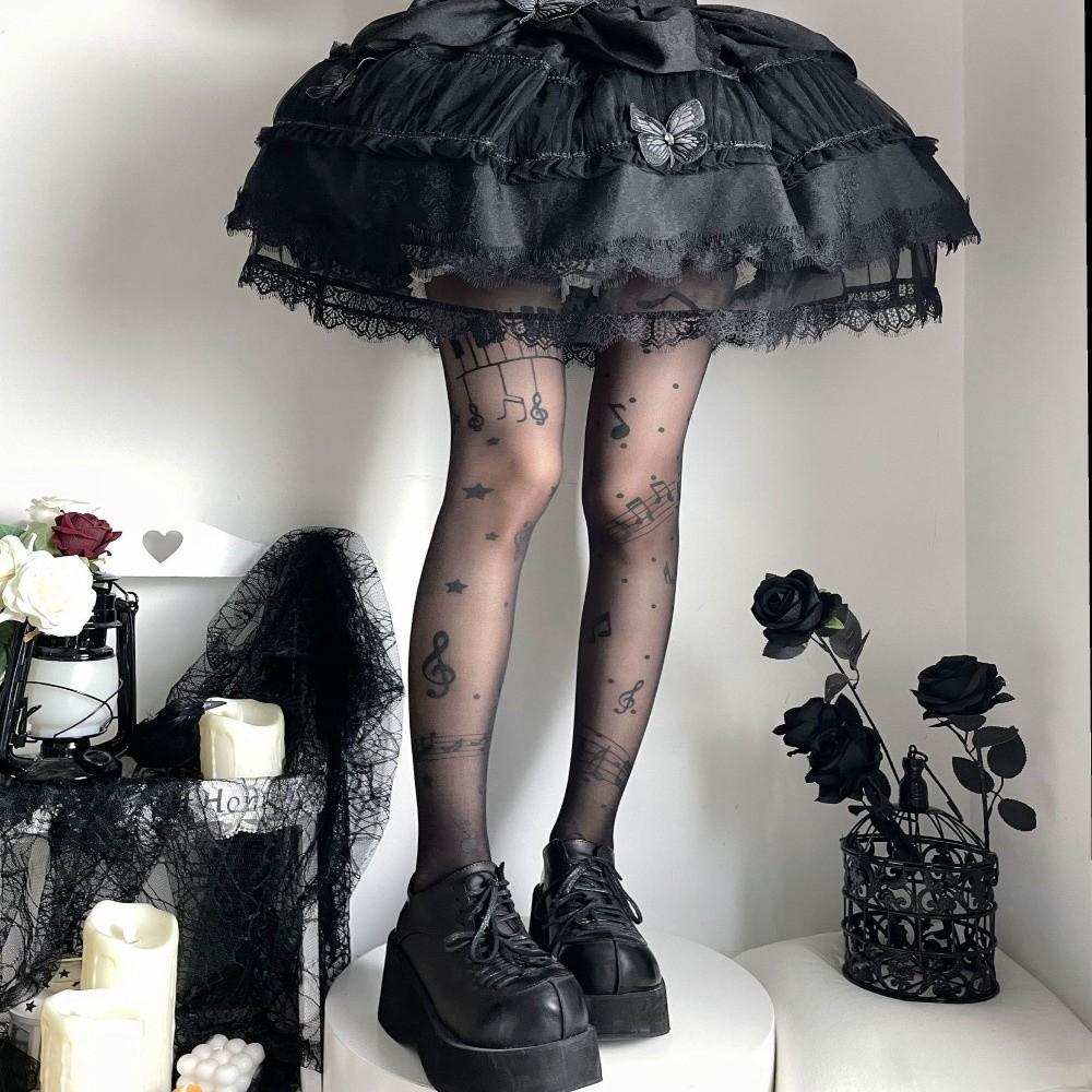 Stretchy Fabric Pantyhose Ultra-Thin Piano Tights Fashion Patterned Stockings  Club Party