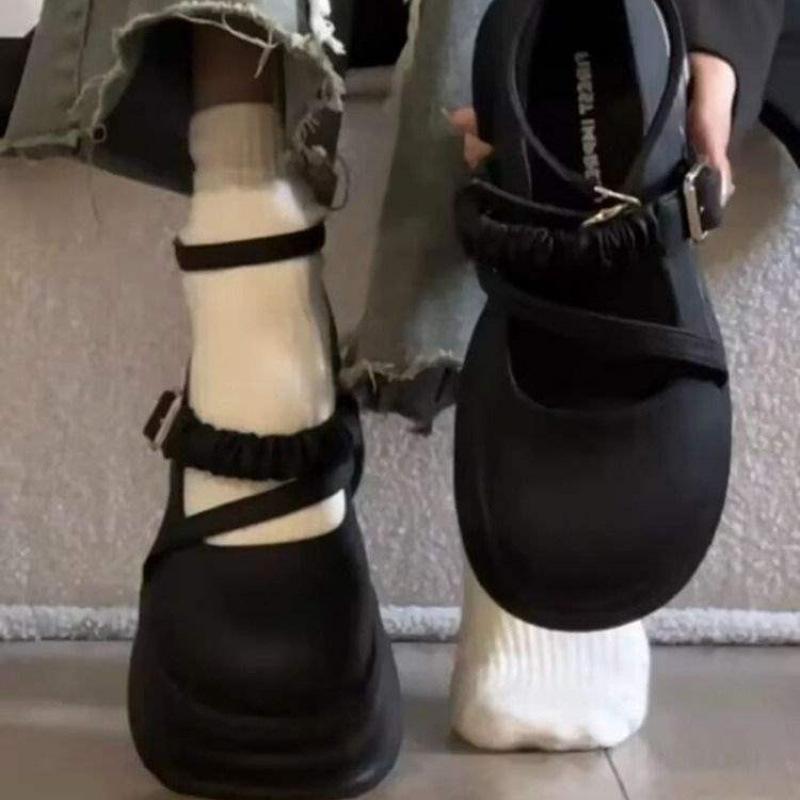 Mary Jane Temperament Small Leather Shoes Women's Autumn 2025 Spring and Autumn New Thick-soled Big Head Shoes Japanese Single Shoes Versatile