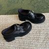 Cowhide version~ thick-soled small man height-increasing loafers women's British style retro small leather shoes versatile jk uniform single shoes