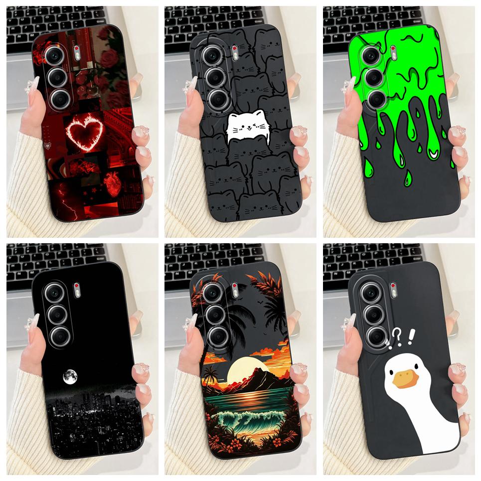 For Tecno Camon 40 Pro 5G CM7 Phone Case Soft Matte Silicone Back Cover Cartoon Cat Landscape Aesthetic Pattern Coque Cases