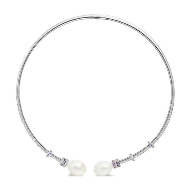 APM Monaco Inlaid decoration synthetic cubic zirconia necklace women s silver AC5163M серебряный