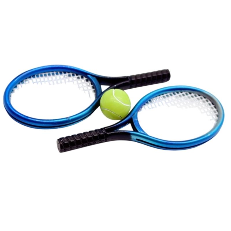 

Miniature Doll House Tennis Racket Sport Gear Kits for Kids Craft Model Project Scene Decoration Educational Pretend Play синій