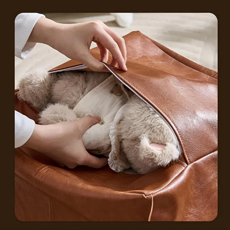 Luxury Light Leather Mat Tatami Floor Storage Seat Cushion Living Room Household PU Leather Seat Cushion Old Clothes Storage Bag