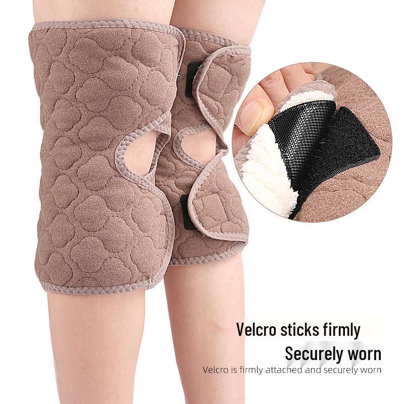 Unisex Triple-Layer Velcro Fleece Knee Pads for Autumn & Winter - Thick, Warm, Protective Gear.
