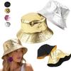 Cappello da Pescatore Bicolore Oro Argento Traspirante Hip Hop Cappellino da Pesca Street Hip Hop