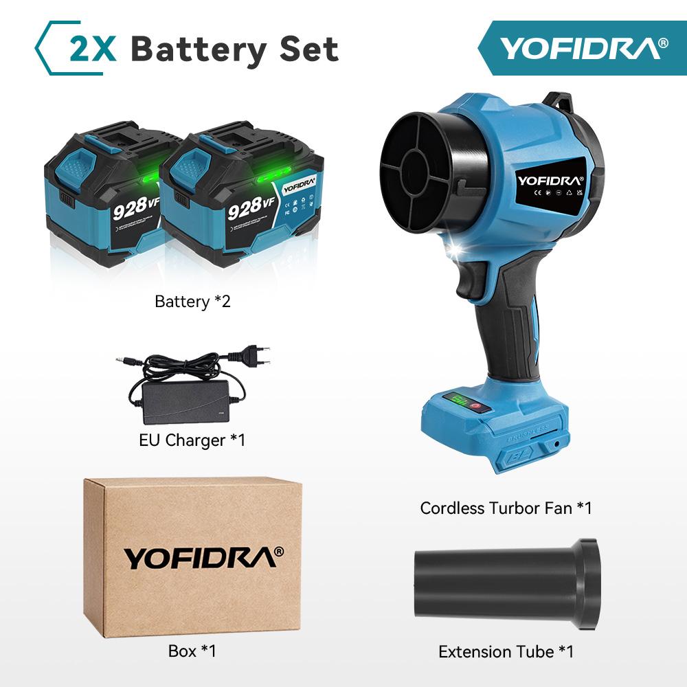 Yofidra 350M/S Brushless Electric Turbo Fan Blower 3000W Cordless Jet Snow Leaf Dust Air Blowing Tool for Makita 18V Battery