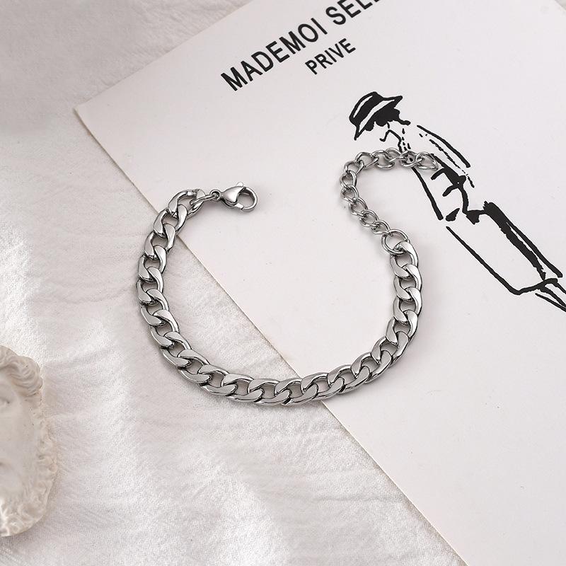 Trendiges Unisex-Armband aus Edelstahl mit kubanischer Kette - Hip Hop Stil white