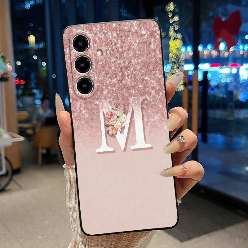 Case For ZTE Blade V80 Max/Nubia V80 Max Jelly Black Anti-scratch Soft Casing Beautiful Initial Letter With Flower Pattern Shell