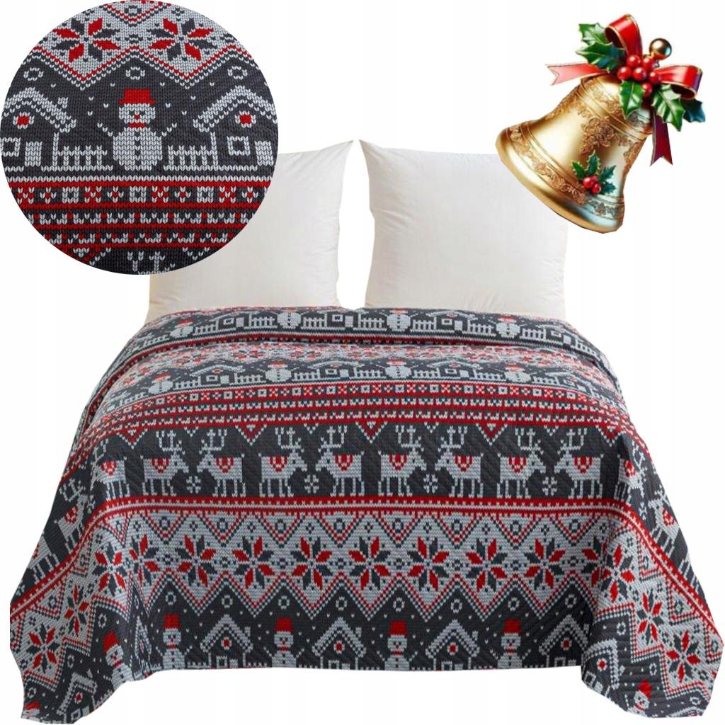Christmas blanket for bed 220x200 cm quilted Christmas patterns