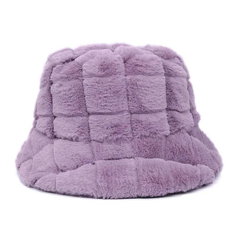Winter Warm Fur Bucket Caps Women Men Outdoor Keep Warm Fluffy Panama Female Thickened Rabbit Hair Windproof Fisherman Caps