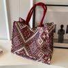 Versatile Ethnic Style Tote Bag Large Capacity Retro Handbag Organizer Canvas Casual Women's Shoulder Bag Female