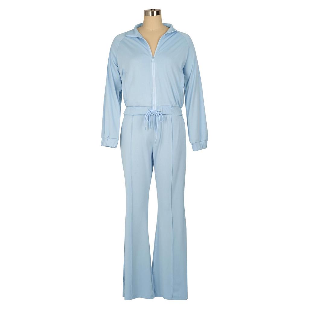 Women's Casual Sportswear Two-Piece Set – Long-Sleeved Jacket for Autumn
