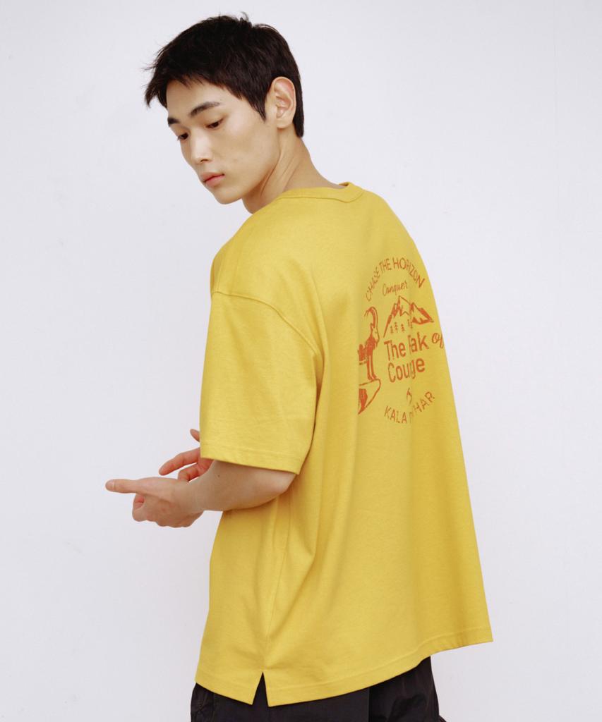 Kallapataleu Back Deer Graphic Short-Sleeved T-Shirt - Yellow