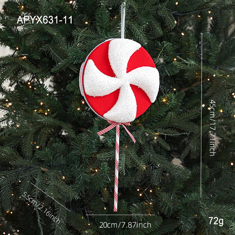 Red & White Plush Candy Christmas Balls Ornaments for Tree Decoration