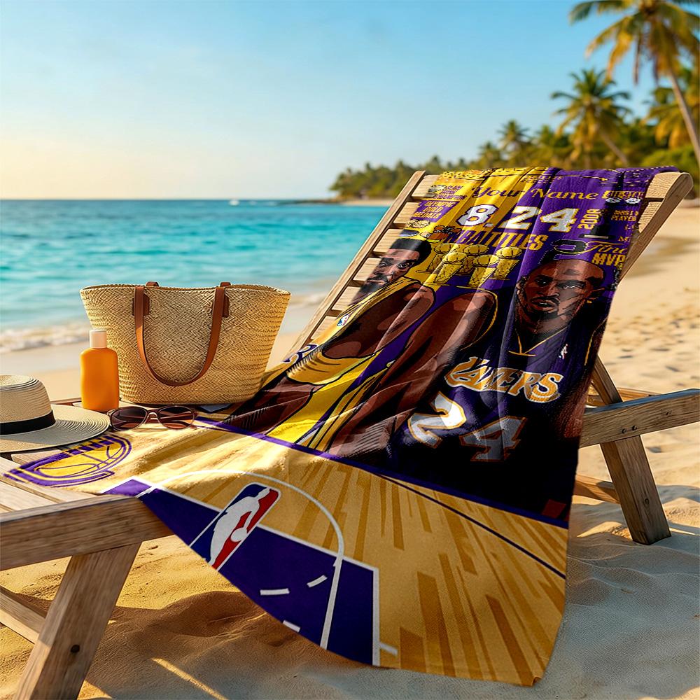 Kobe Customize Text Beach Towel Quickdry Soft Microfiber For Beach Bathroom Outdoor Swimming Pool Camping Picnic Yoga Diving Vacation Accessories