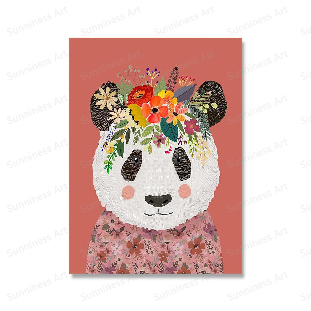 Panda Tiger Löwe Igel Bär Kinderzimmer Wand Kunst Leinwand Malerei Blume Aninmal Poster Und Drucke Bilder für Kinderzimmer Dekor