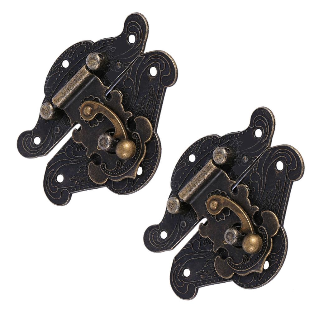 2PCS Vintage Buckle Latch Zinc Alloy Jewelry Box Latch Hasp Furniture Latch Hardware for Jewelry Case Chest Suitcase