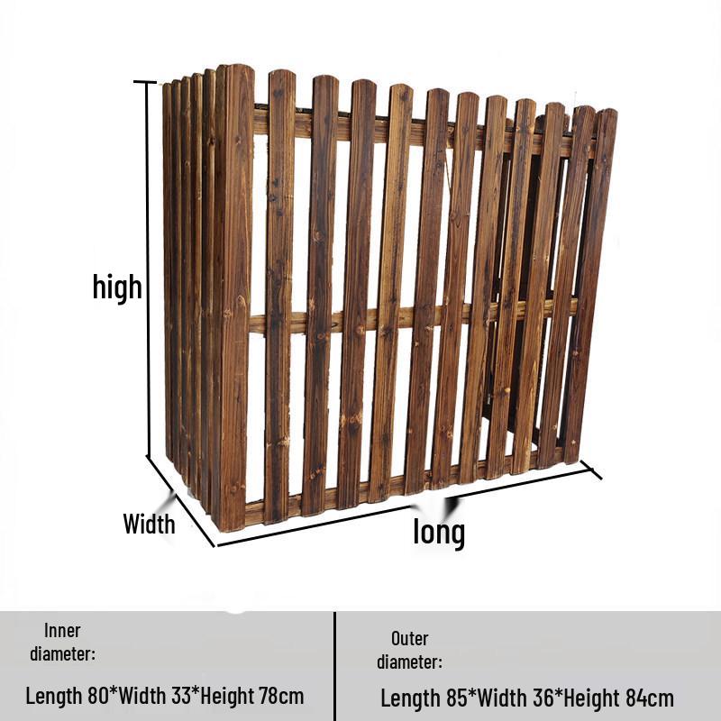 Outdoor AC Unit Solid Wood Decorative & Protective Cover with Flower Stand Default