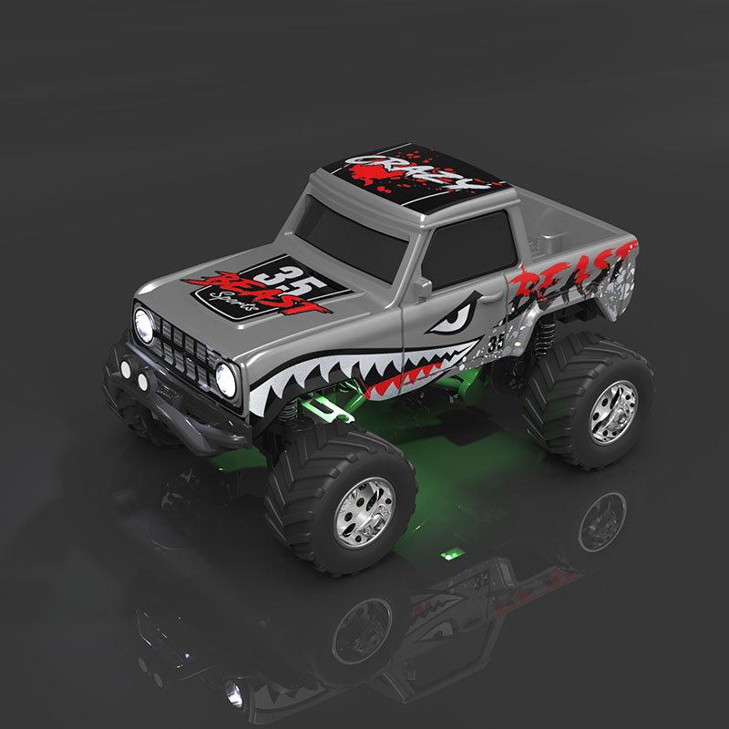 1:64 Mini Alloy RC Off Road Pickup Truck 2.4GHz Bluetooth App Control 3 Speed Shockproof LED Lights Powerful Motor For Kids