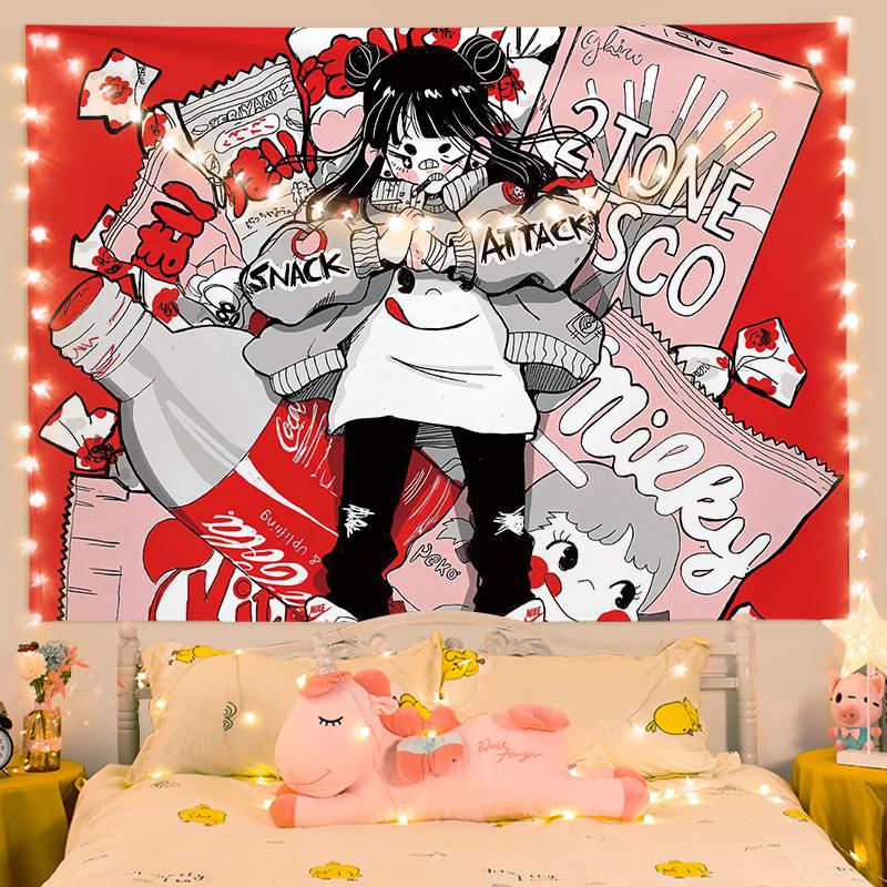 

VIKAMA Secondary Cyberpunk Anime Tapestry Ins Wind Game Room Atmosphere Wall Decoration Tapestry Home Decoration 74x94cm(29x37in)